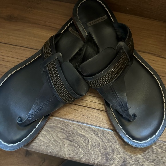 Bernardo Espresso Leather Sandals with Brass Details - Picture 1 of 4